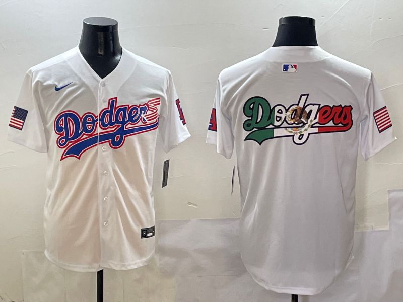 Men Los Angeles Dodgers Blank White national flag second generation joint name Nike 2025 MLB Jersey style 7->los angeles dodgers->MLB Jersey